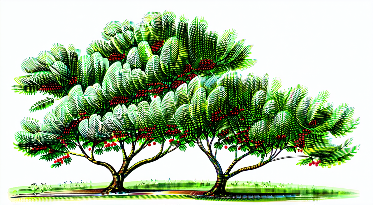 Characteristics of the Mao Dong Qing shrub, leaves, and red fruits
