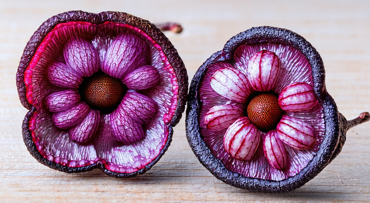 Features of the longitudinal section of Chinese medicinal Mu Gua fruit