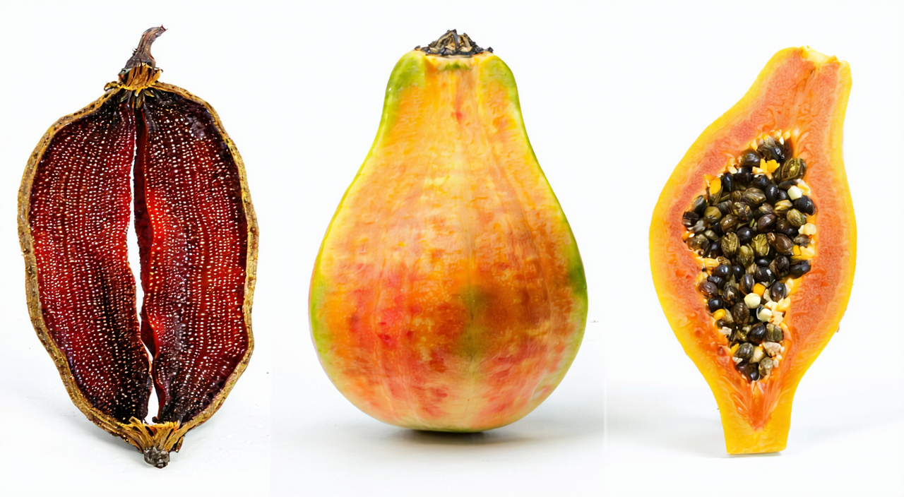 Comparison of medicinal Mu Gua, papaya, and hawthorn