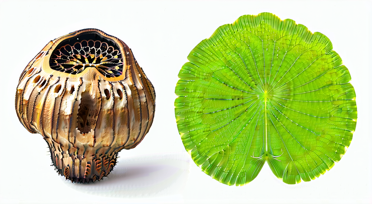 藕节、莲房与荷叶的部位对比