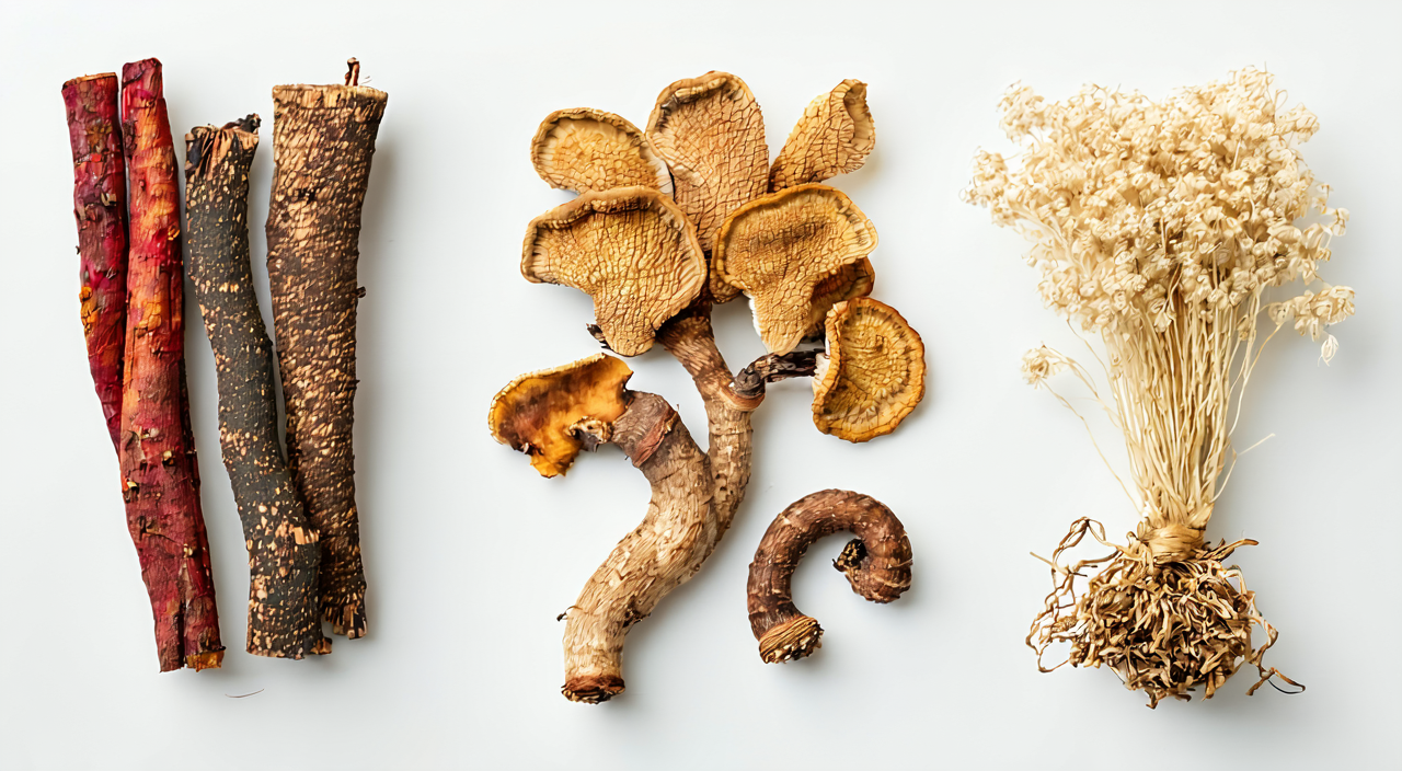 Comparison of Qian Nian Jian, Gu Sui Bu, and Gou Ji medicinal materials