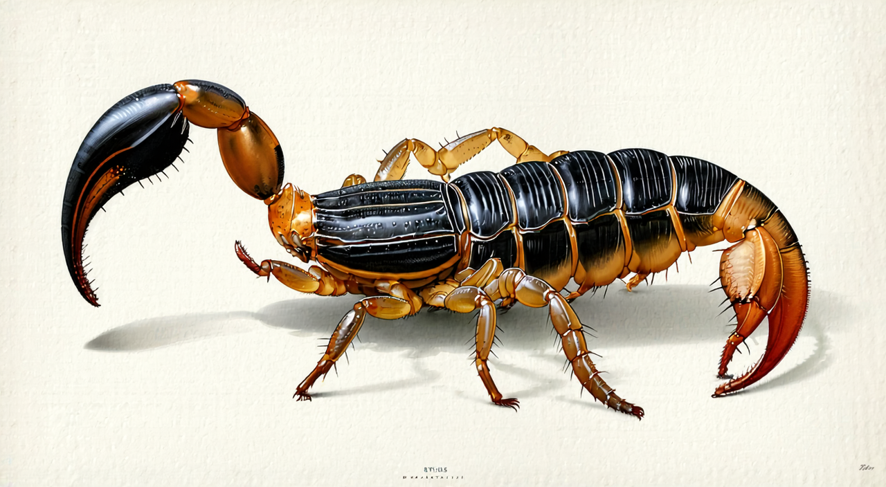 Illustration of external features of Quan Xie (scorpion)