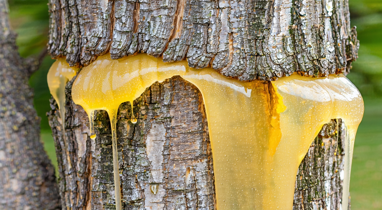 Resin exuding from a frankincense tree