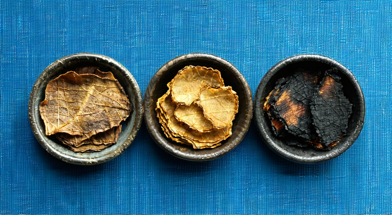 Comparison of three processed hawthorn products: raw hawthorn slices, stir-fried hawthorn and charred hawthorn.