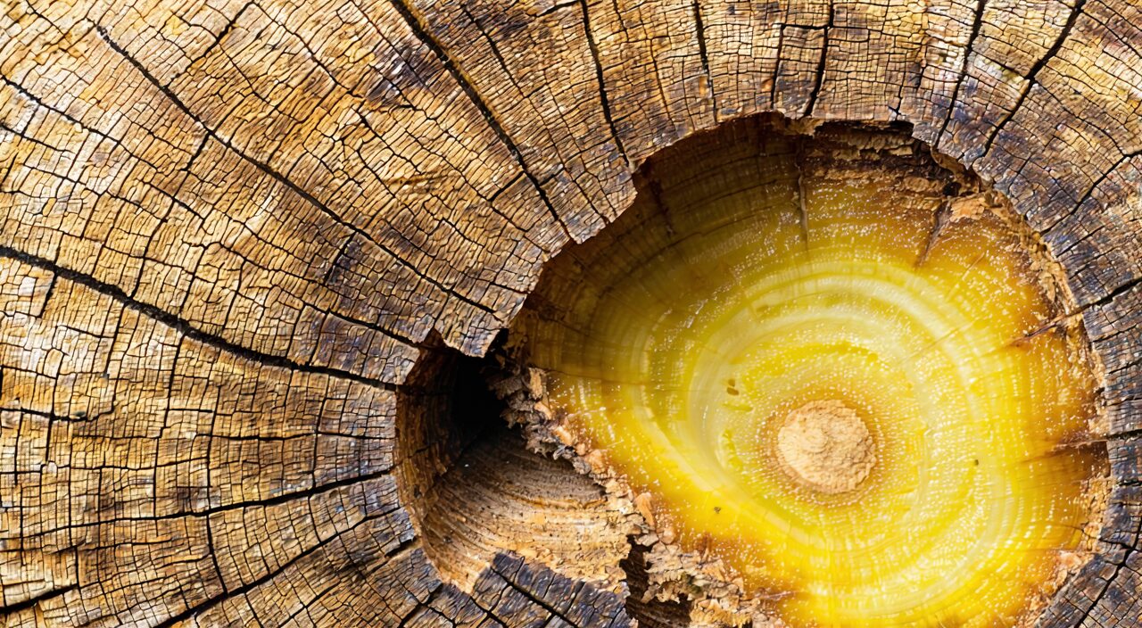 Close-up of ring patterns on She Gan rhizome surface and yellow cross-section