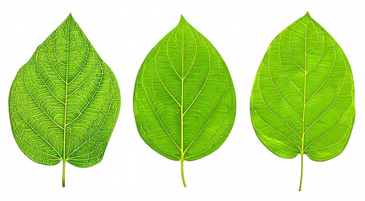 Comparison of leaf morphology: Shiwei, mulberry leaf, and plantain