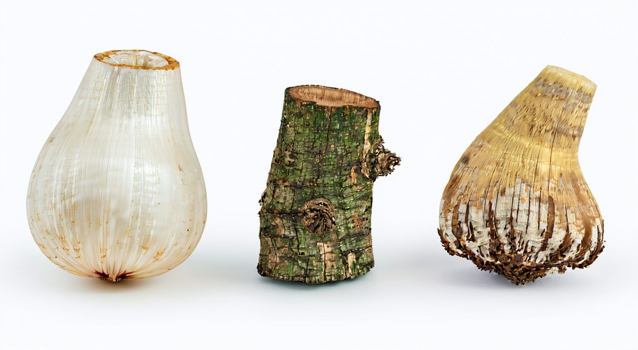 Appearance comparison of Tongcao, Mutong, and Xiaotongcao medicinal materials.