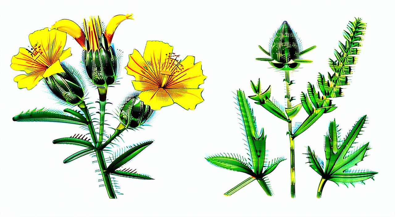 委陵菜的羽状复叶、黄色花朵和茎部特征