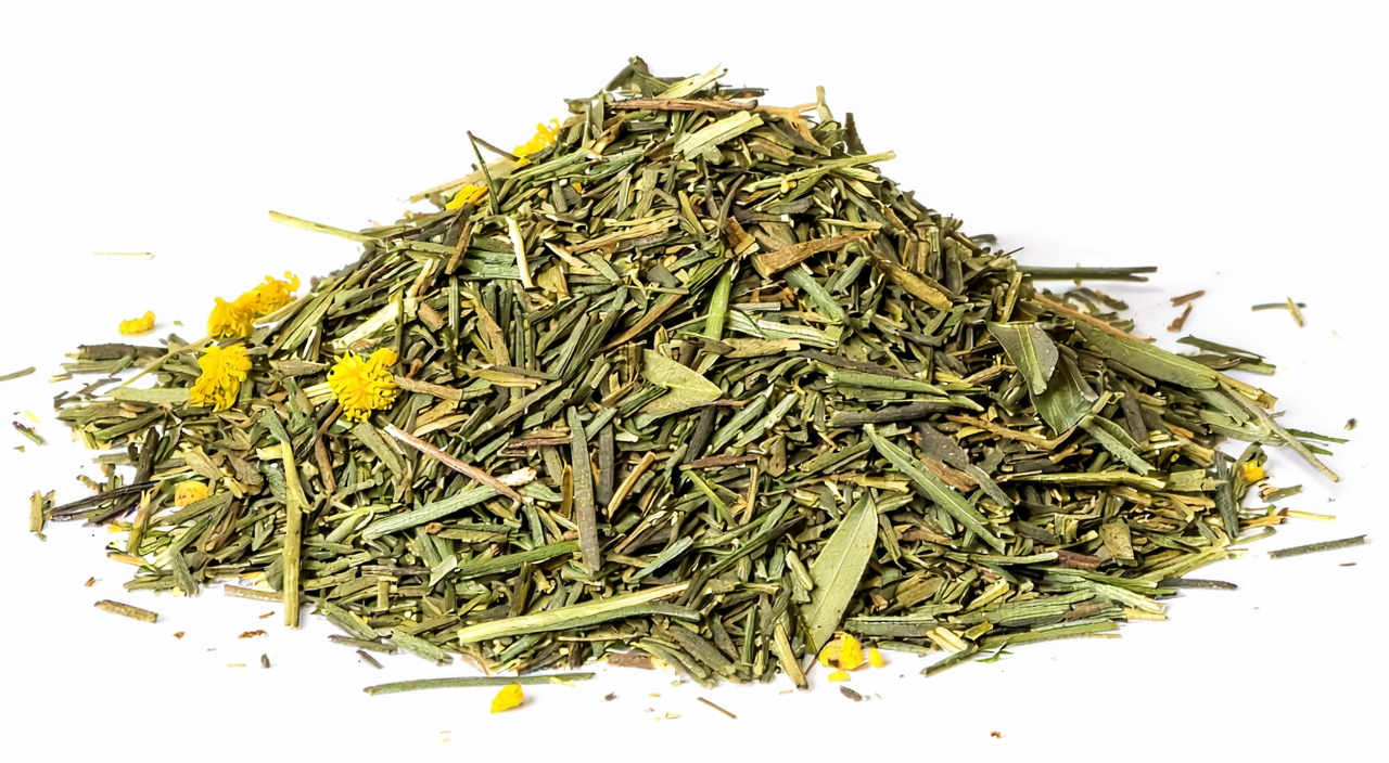 仙鹤草干燥饮片,包含茎叶碎段和少量花和果实