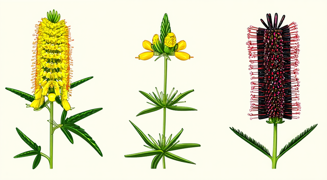 仙鹤草、委陵菜和地榆的形态对比图
