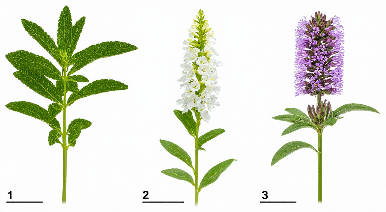 Comparison of leaves and inflorescences of motherwort, bugleweed, and selfheal