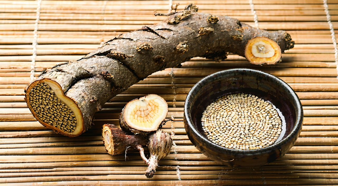 Curcuma root tuber with common companion herbs such as Acorus tatarinowii