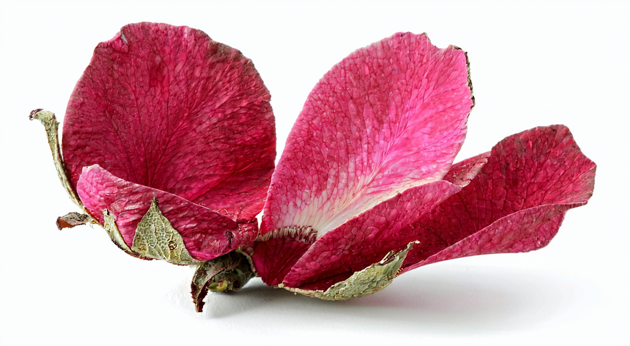 干燥月季花的形态,重点展示花托和萼片特征